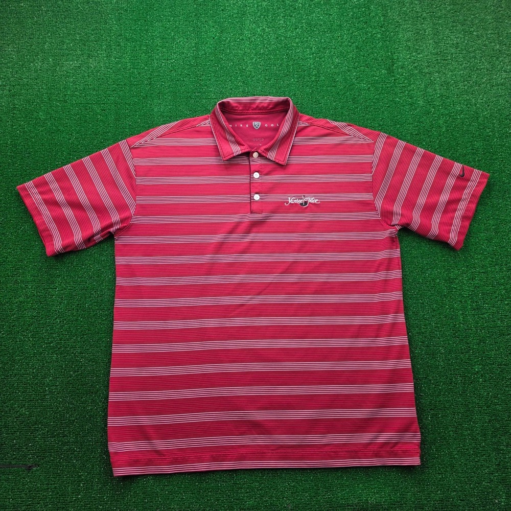 Nike Golf Performance Polo Shirt Mens XL Red Striped Yankee Trace Golf Club